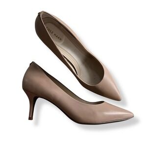 Cole Haan Women 8.5B Nude Brush Leather Pointed Toe Go-To Park Pump Heels W20420
